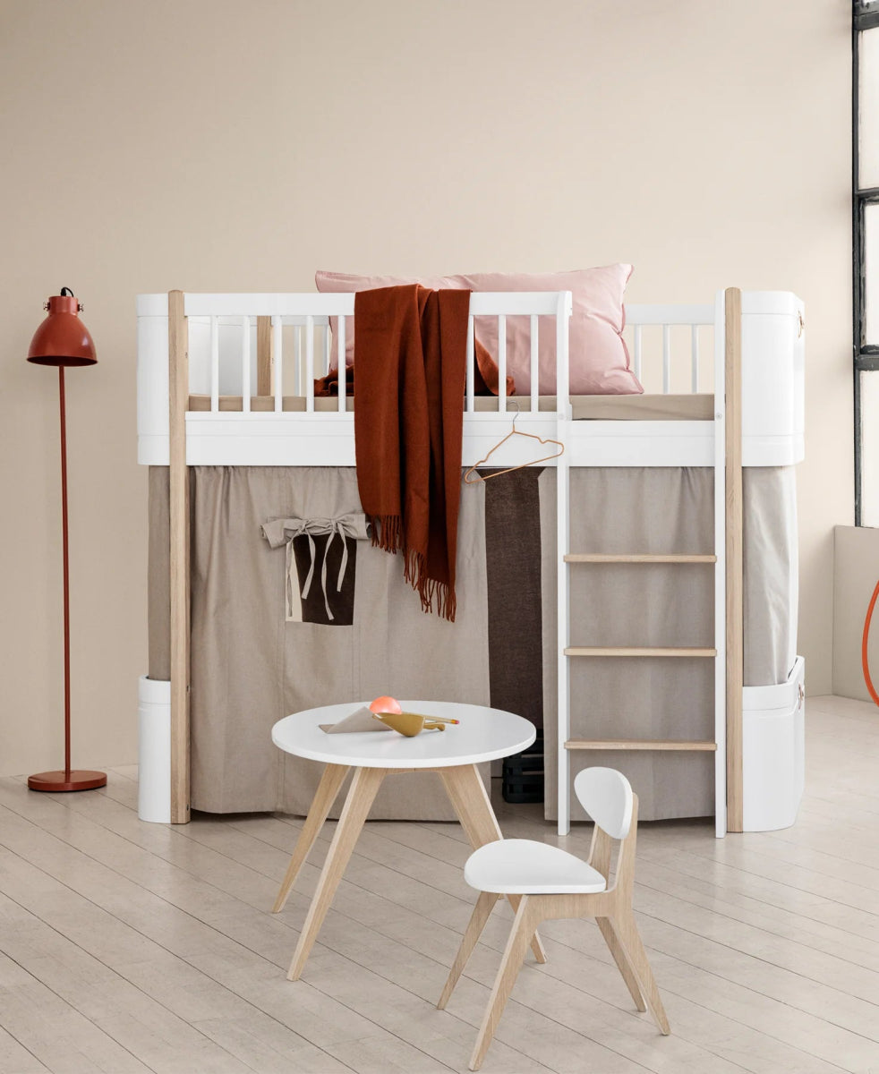 OLIVER FURNITURE - Lit Mezzanine Mi - haut Wood Mini+, Blanc/Chêne