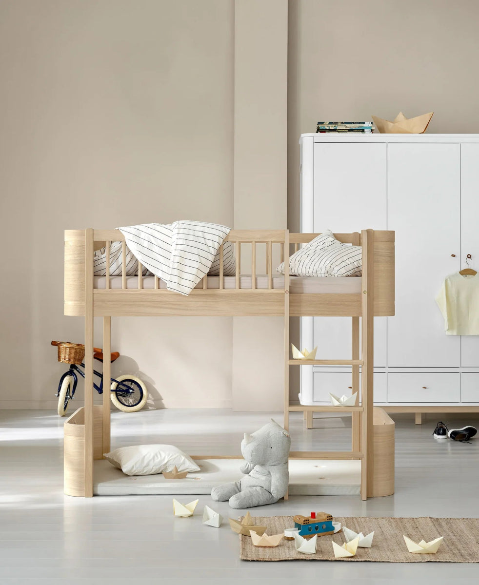 OLIVER FURNITURE - Lit Mezzanine Mi - haut Wood Mini+, Chêne