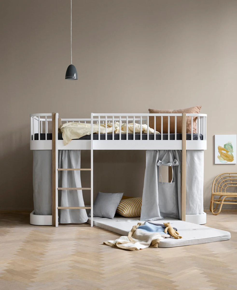 OLIVER FURNITURE - Lit Mezzanine Mi - haut Wood Original, Blanc/Chêne