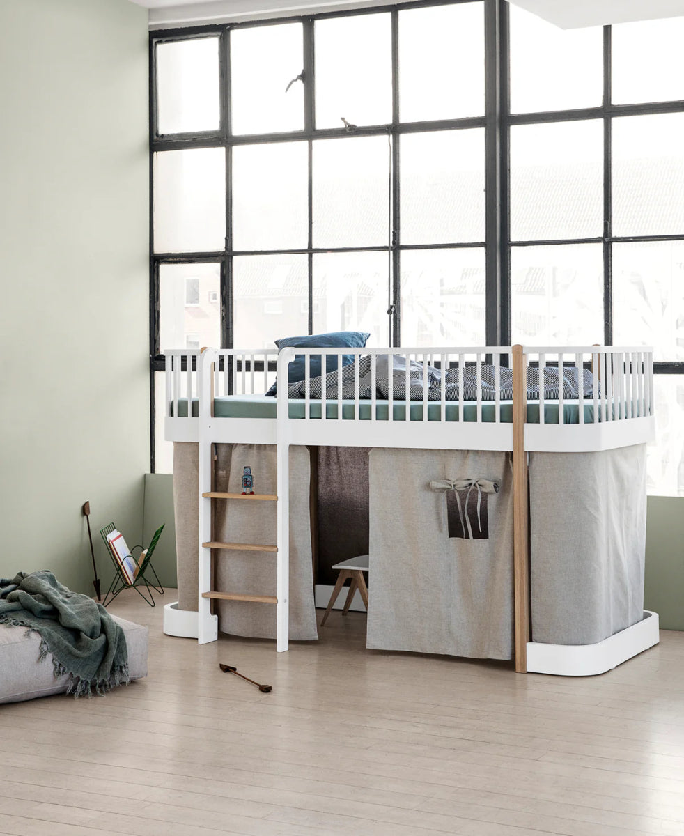 OLIVER FURNITURE - Lit Mezzanine Mi - haut Wood Original, Blanc/Chêne
