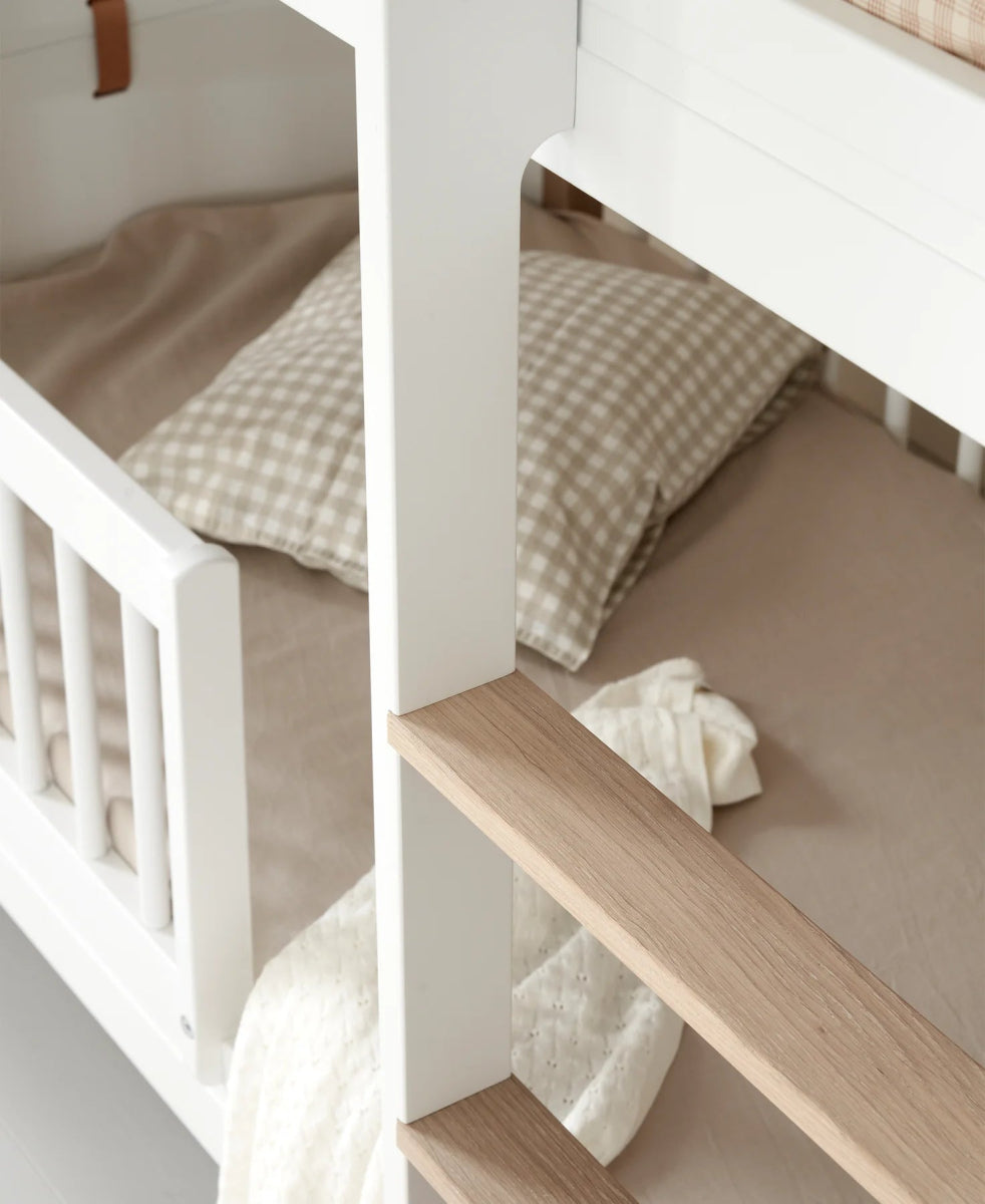 OLIVER FURNITURE - Lit Superposé Mi - Haut Wood Mini+, Blanc/Chêne