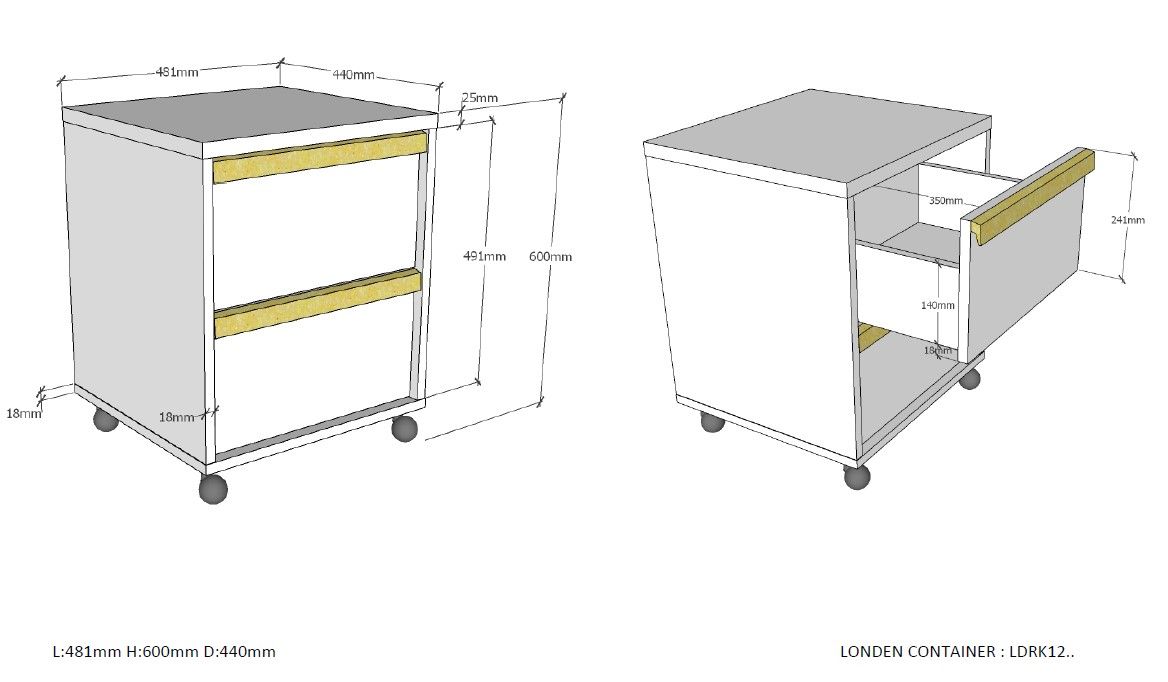 VIPACK - Caisson De Bureau LONDON Anthracite