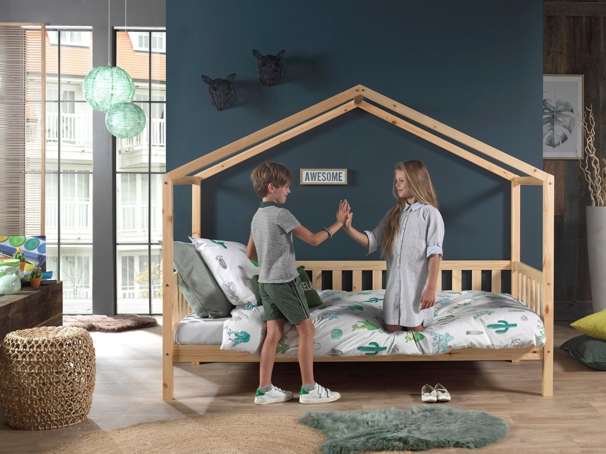 VIPACK - Lit Cabane DALLAS Avec Matelas Assorti 90x200cm