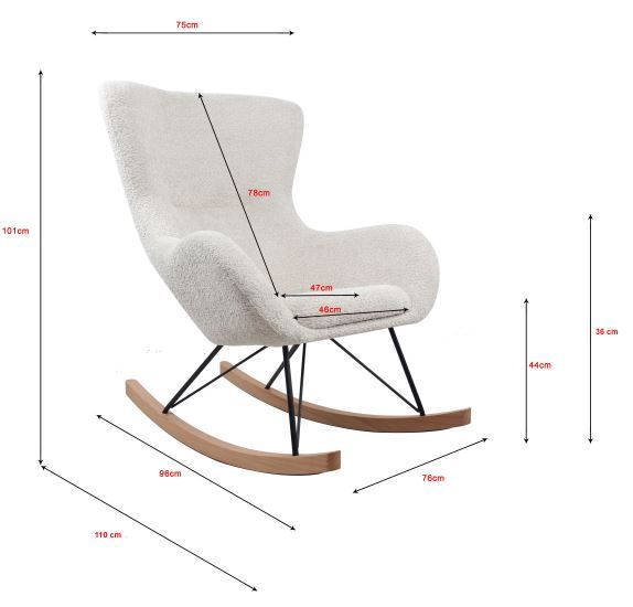 VIPACK - Chaise À Bascule Maxi ROCKY Bouclé Beige