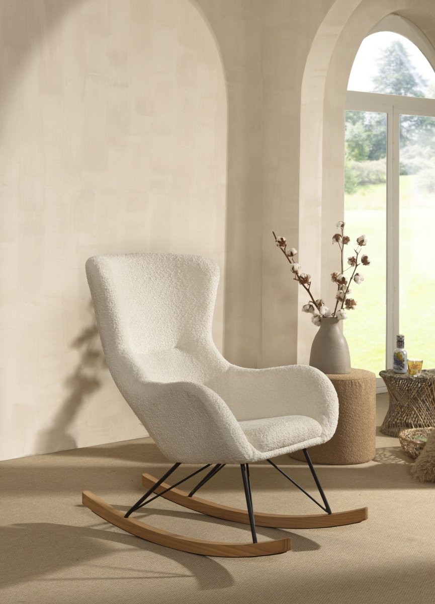 VIPACK - Chaise À Bascule Maxi ROCKY Bouclé Blanc