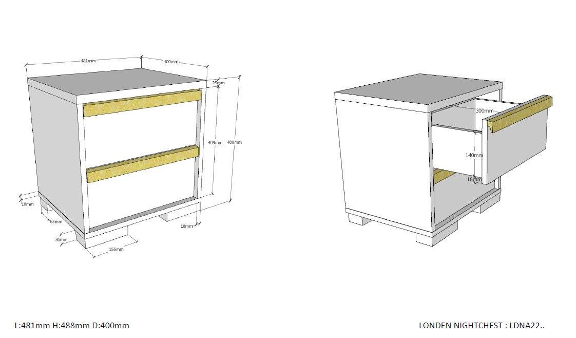VIPACK - Chevet LONDON Anthranite