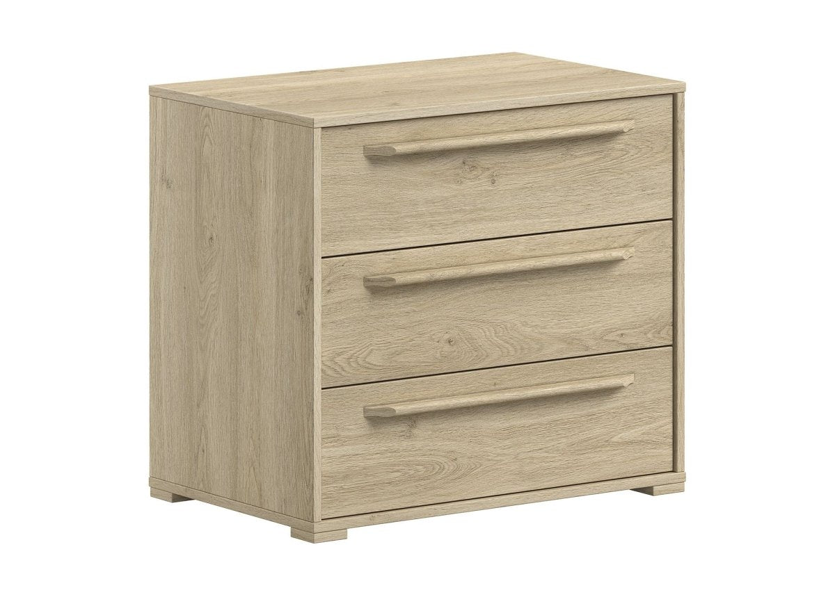 VIPACK - Commode SAM 3 Tiroirs Pour Lit Mi - Hauteur Chêne