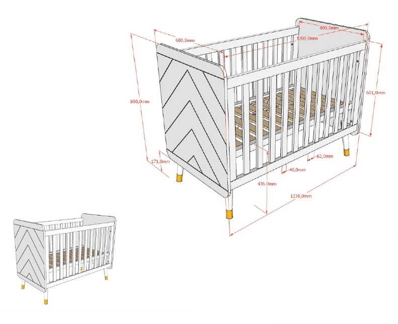 VIPACK - Lit Bébé BILLY 60x120cm Vert Olive