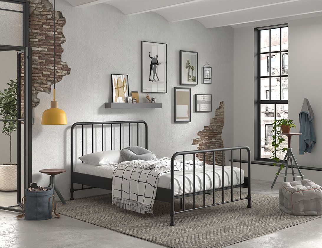 VIPACK - Lit BRONXX 140 X 200 cm Noir