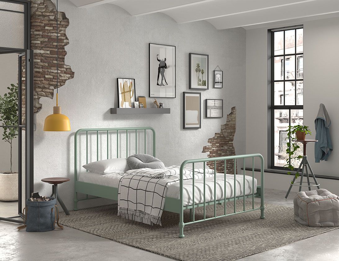 VIPACK - Lit BRONXX 140 X 200 cm Vert