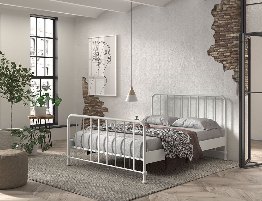 VIPACK - Lit BRONXX 160 X 200 cm Blanc
