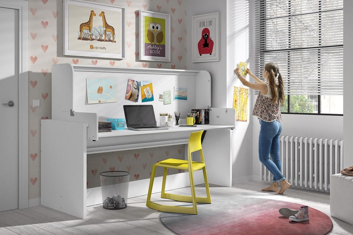 VIPACK - Lit Bureau DENVER 90x200cm Blanc
