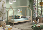 VIPACK - Lit CABANE Avec Grille 90 X 200 cm Naturel