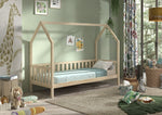 VIPACK - Lit CABANE Avec Grille 90 X 200 cm Naturel