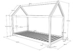 VIPACK - Lit Cabane Bois Naturelle Avec Matelas 90 x 200 cm