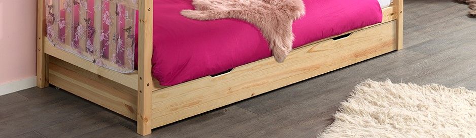 VIPACK - Lit Cabane DALLAS 90x200cm Naturel Avec Matelas