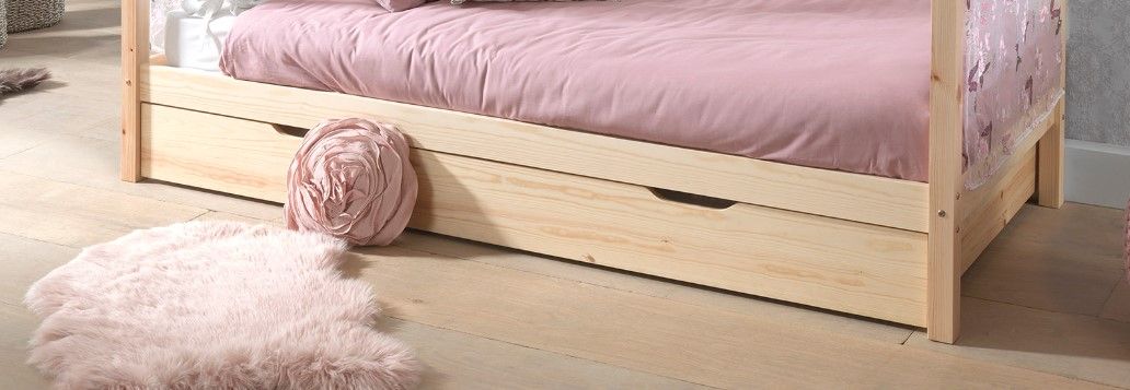 VIPACK - Lit Cabane DALLAS 90x200cm Naturel Avec Matelas