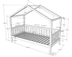 VIPACK - Lit Cabane Dallas Anthracite Avec Grille 90 x 200 cm