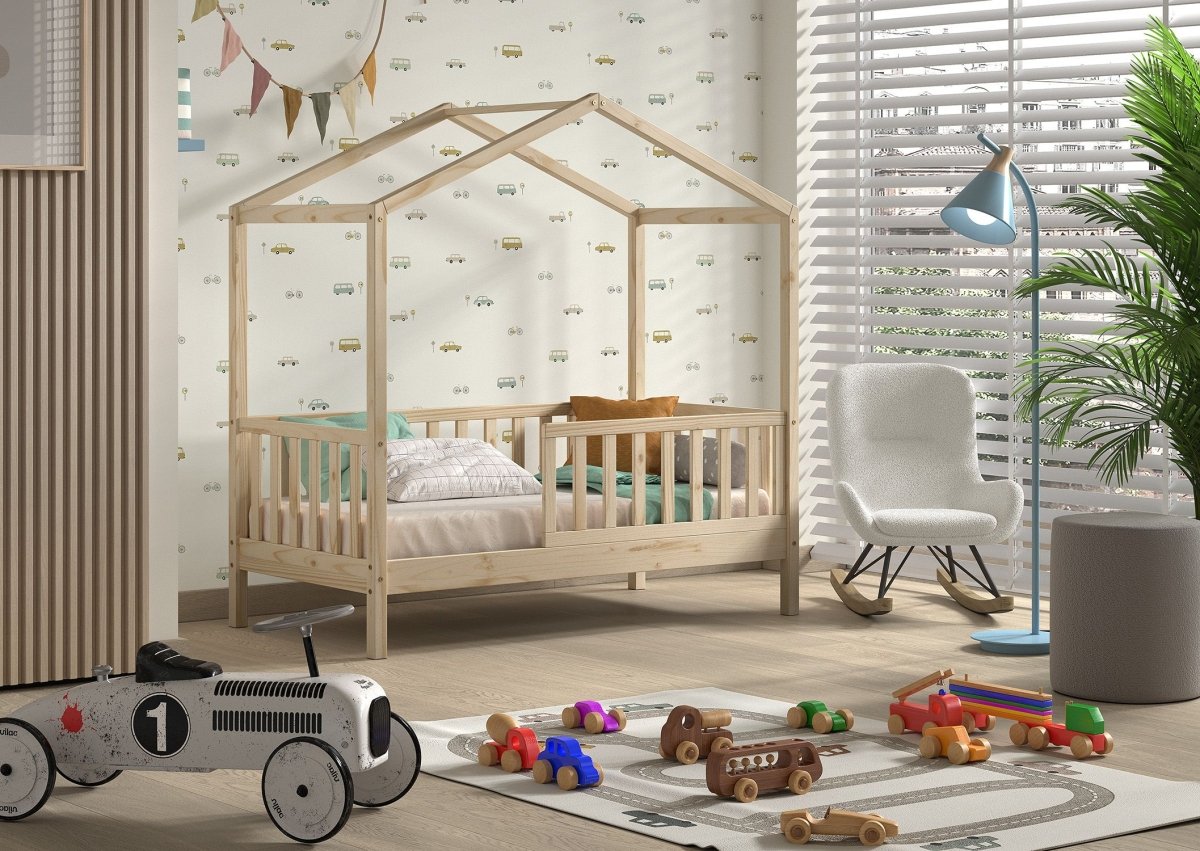 VIPACK - Lit Cabane Junior DALLAS 70x140cm Naturel