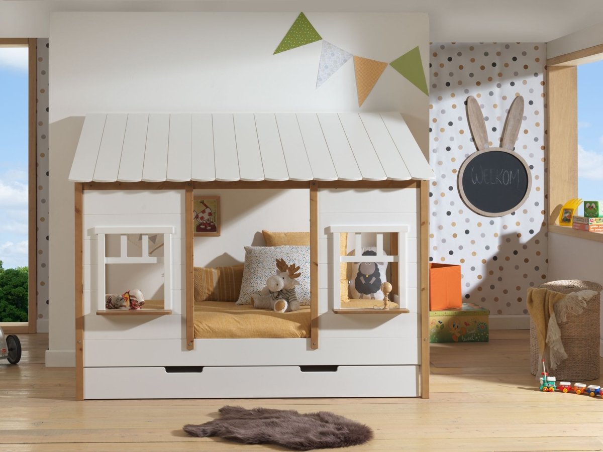 VIPACK - Lit Cabane(05) HOUSEBED 90x200cm Blanc