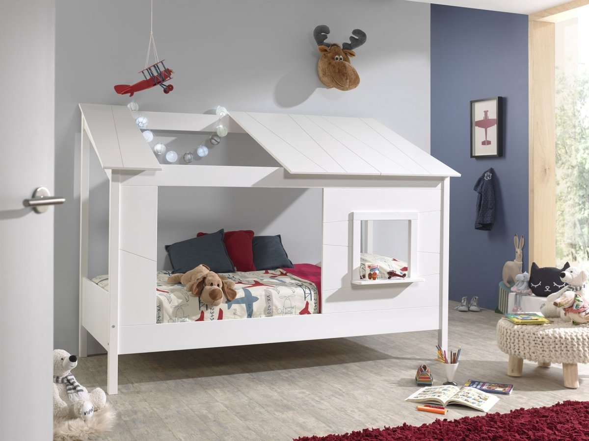VIPACK - Lit Cabane(26) HOUSEBED 90x200cm Blanc