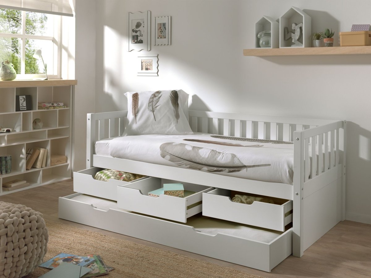 VIPACK - Lit Capitaine (91) FRITZ 90x200 cm Blanc