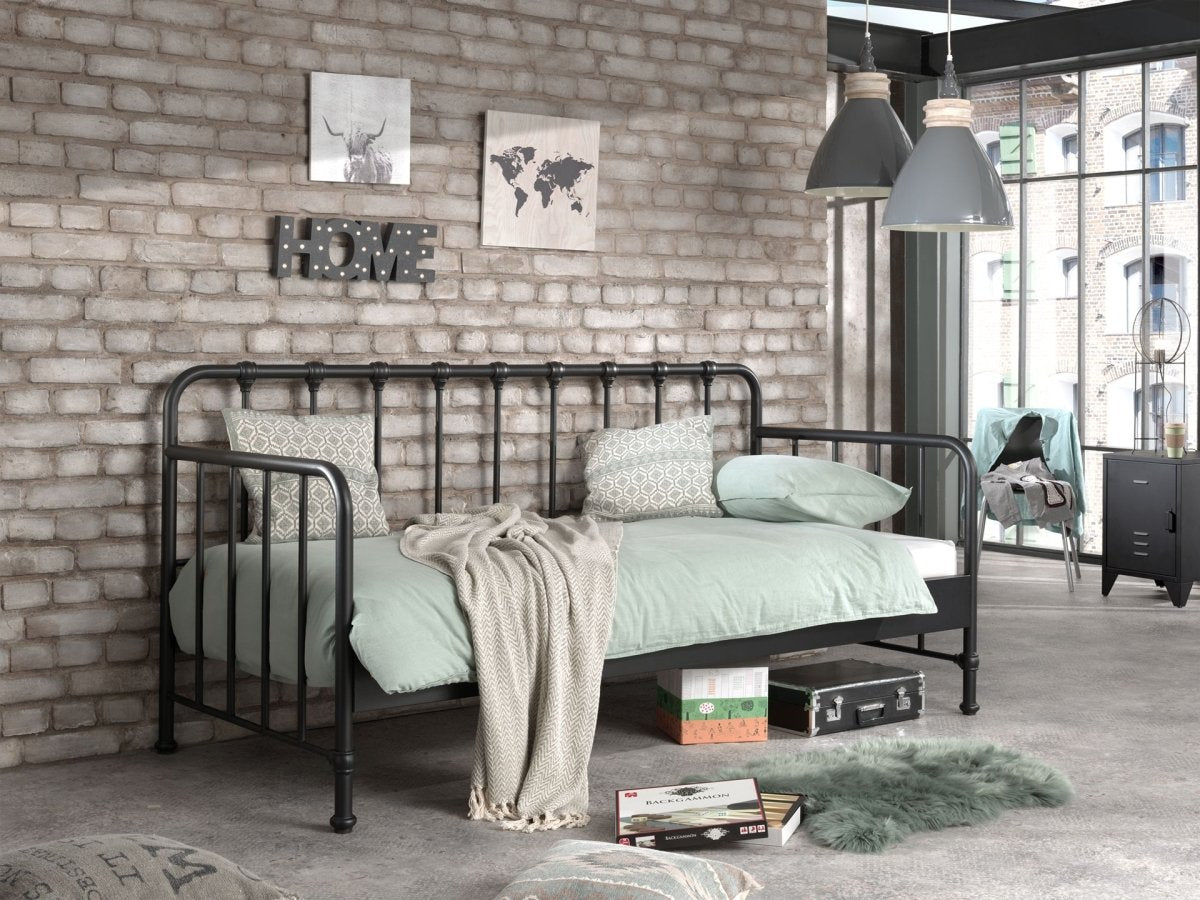 VIPACK - Lit Capitaine BRONXX 90x200cm Noir
