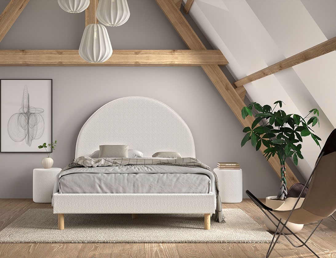 VIPACK - Lit Lune 140 X 200 Cm Blanc Boucle