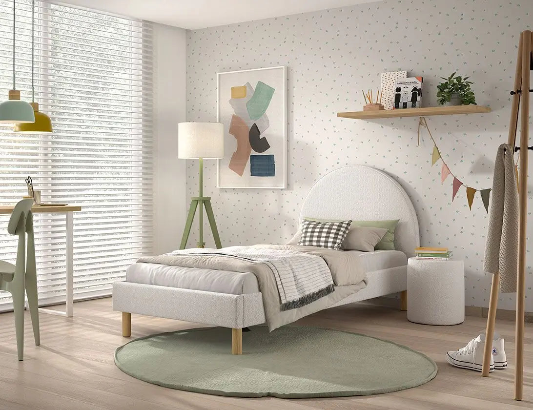 VIPACK - Lit Lune 140 X 200 Cm Blanc Boucle