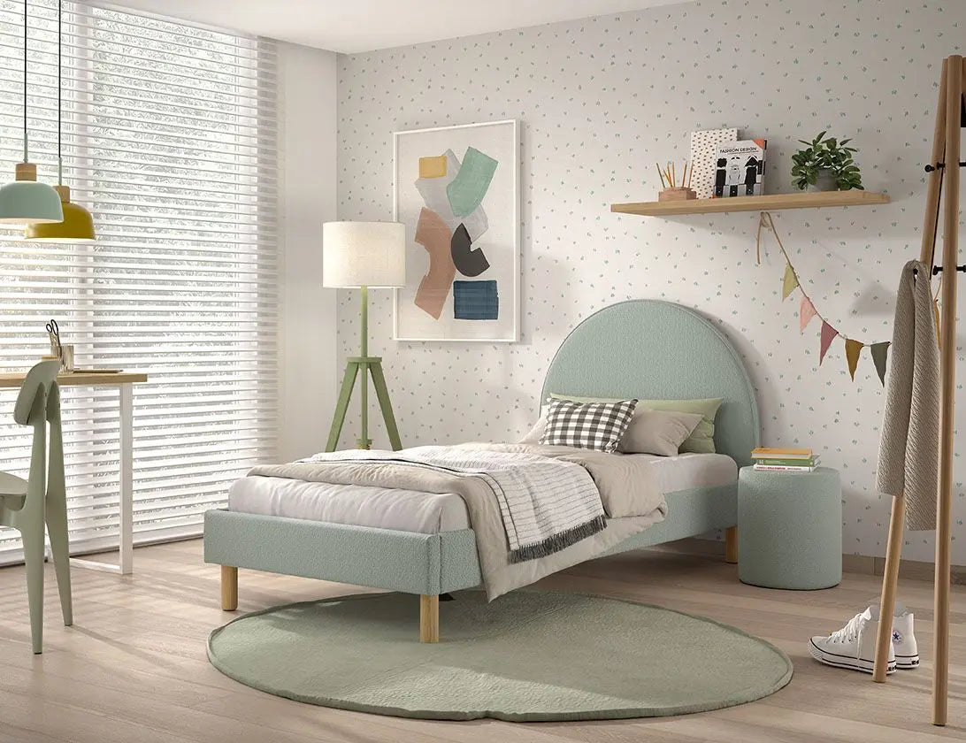 VIPACK - Lit Lune 140 X 200 Cm Vert Boucle