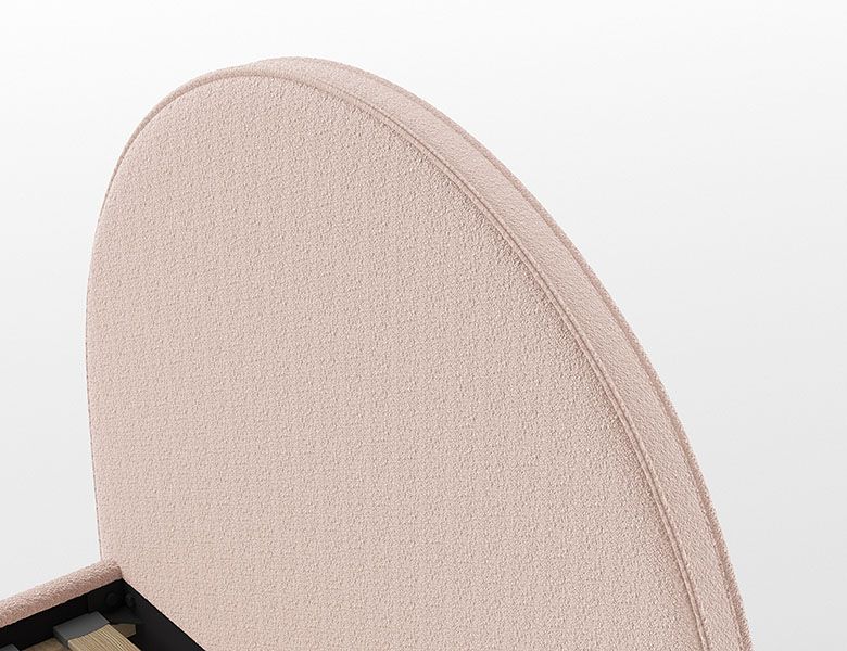 VIPACK - Lit LUNE Stockage 90 X 200 Cm Rose Bouclé