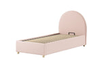 VIPACK - Lit LUNE Stockage 90 X 200 Cm Rose Bouclé