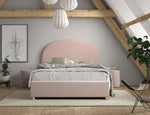 VIPACK - Lit LUNE Stokage 140 X 200 Cm Rose Bouclé