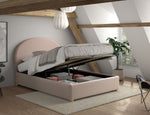 VIPACK - Lit LUNE Stokage 140 X 200 Cm Rose Bouclé