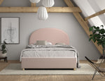 VIPACK - Lit LUNE Stokage 140 X 200 Cm Rose Bouclé