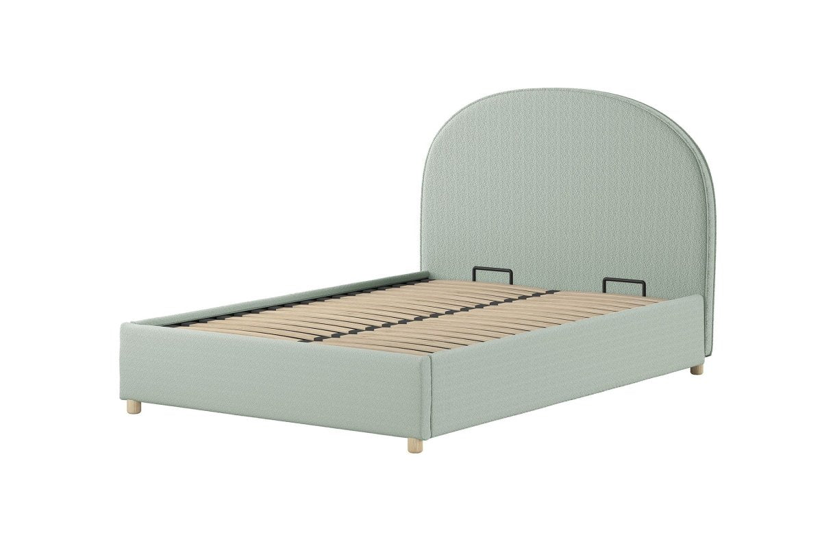 VIPACK - Lit LUNE Stokage 140 X 200 Cm Vert Bouclé