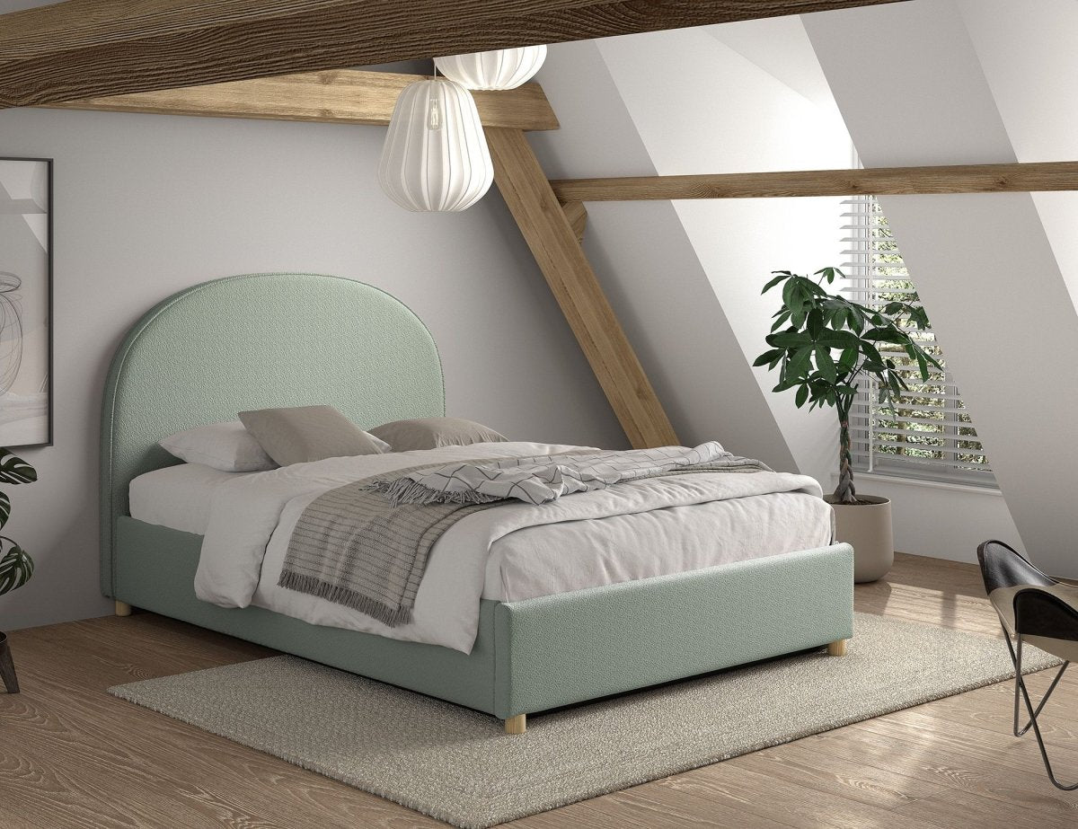 VIPACK - Lit LUNE Stokage 140 X 200 Cm Vert Bouclé - Les Petits