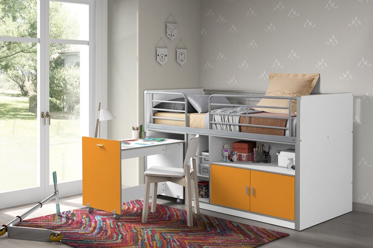 VIPACK - Lit Mi - Hauteur (91) BONNY 90 X 200 Cm Orange