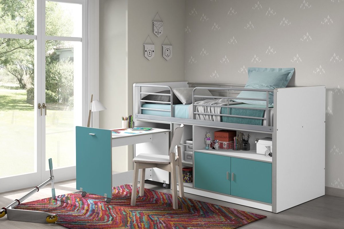 VIPACK - Lit Mi - Hauteur (91) BONNY 90 X 200 Cm Turquoise