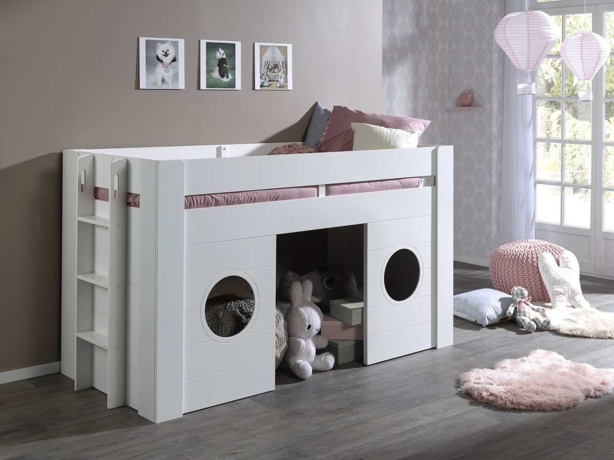 VIPACK - Lit Mi - Hauteur FREYA 90 X 200 Cm Blanc