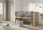 VIPACK - Lit Mi - Hauteur SAM (85) 90 X 200 cm Chêne