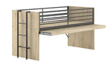 VIPACK - Lit Mi - Hauteur SAM (85) 90 X 200 cm Chêne