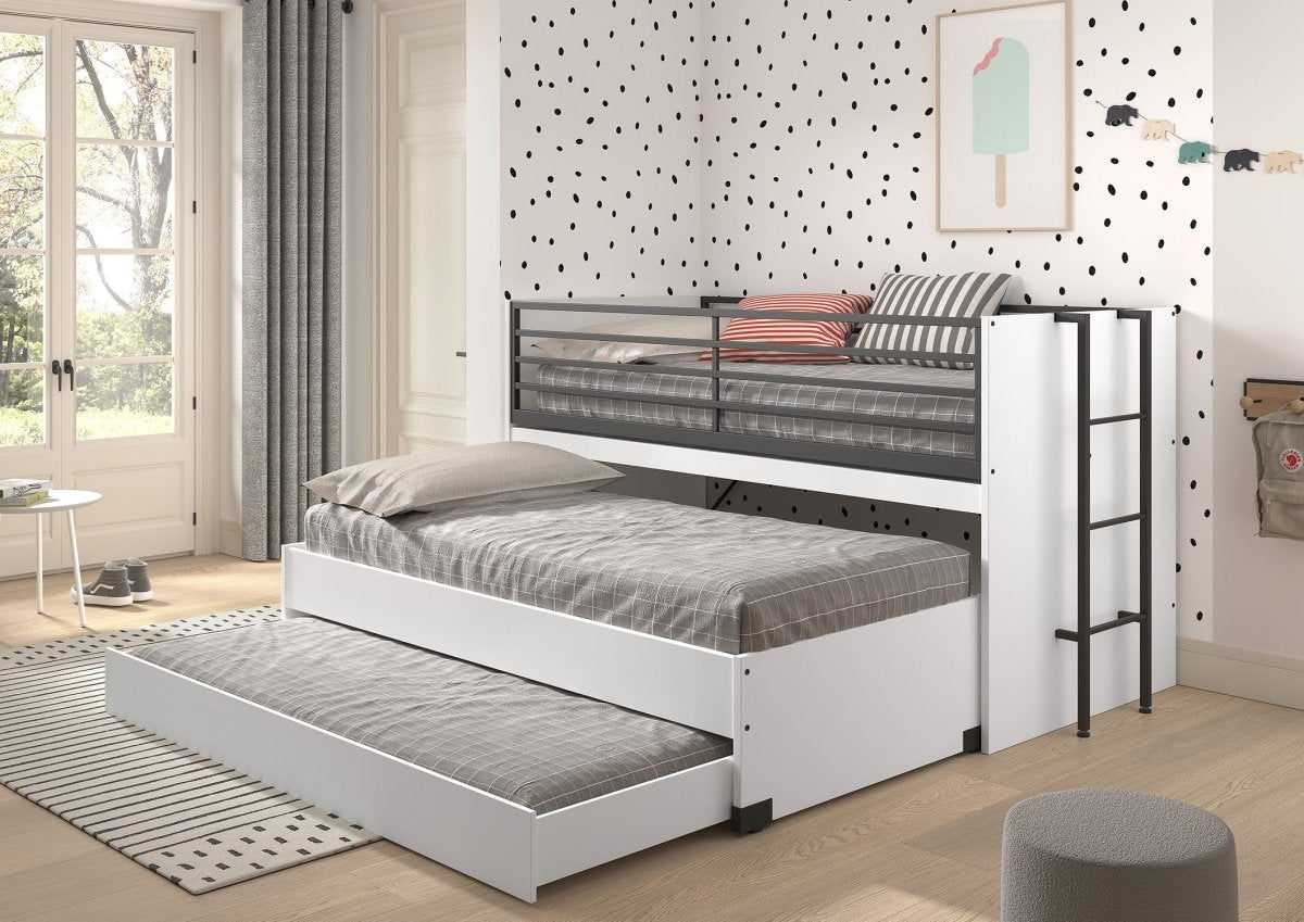 VIPACK - Lit Mi - Hauteur SAM (86) 90 X 200 cm Blanc