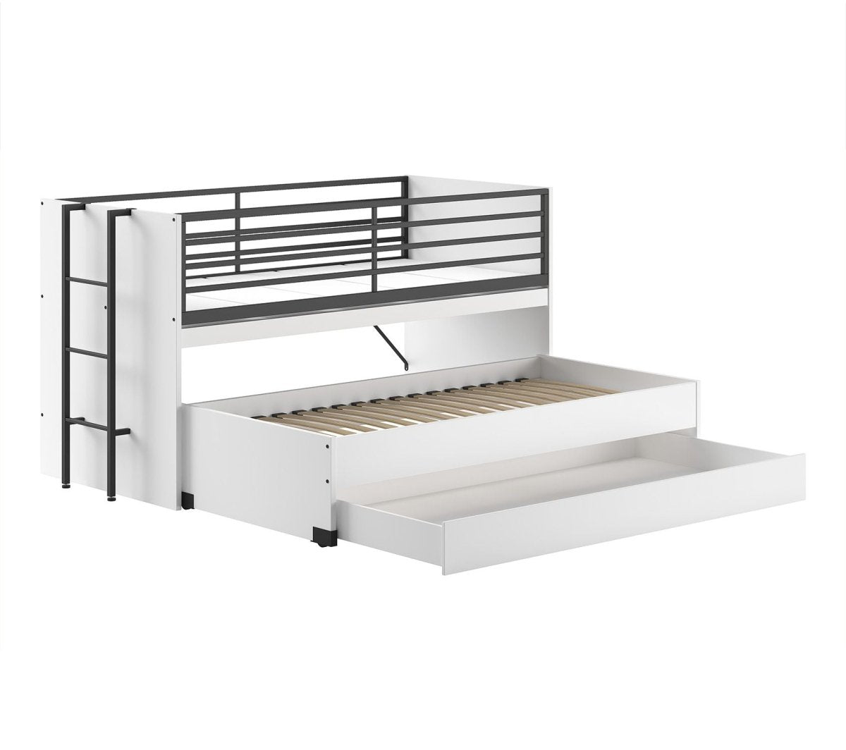 VIPACK - Lit Mi - Hauteur SAM (86) 90 X 200 cm Blanc