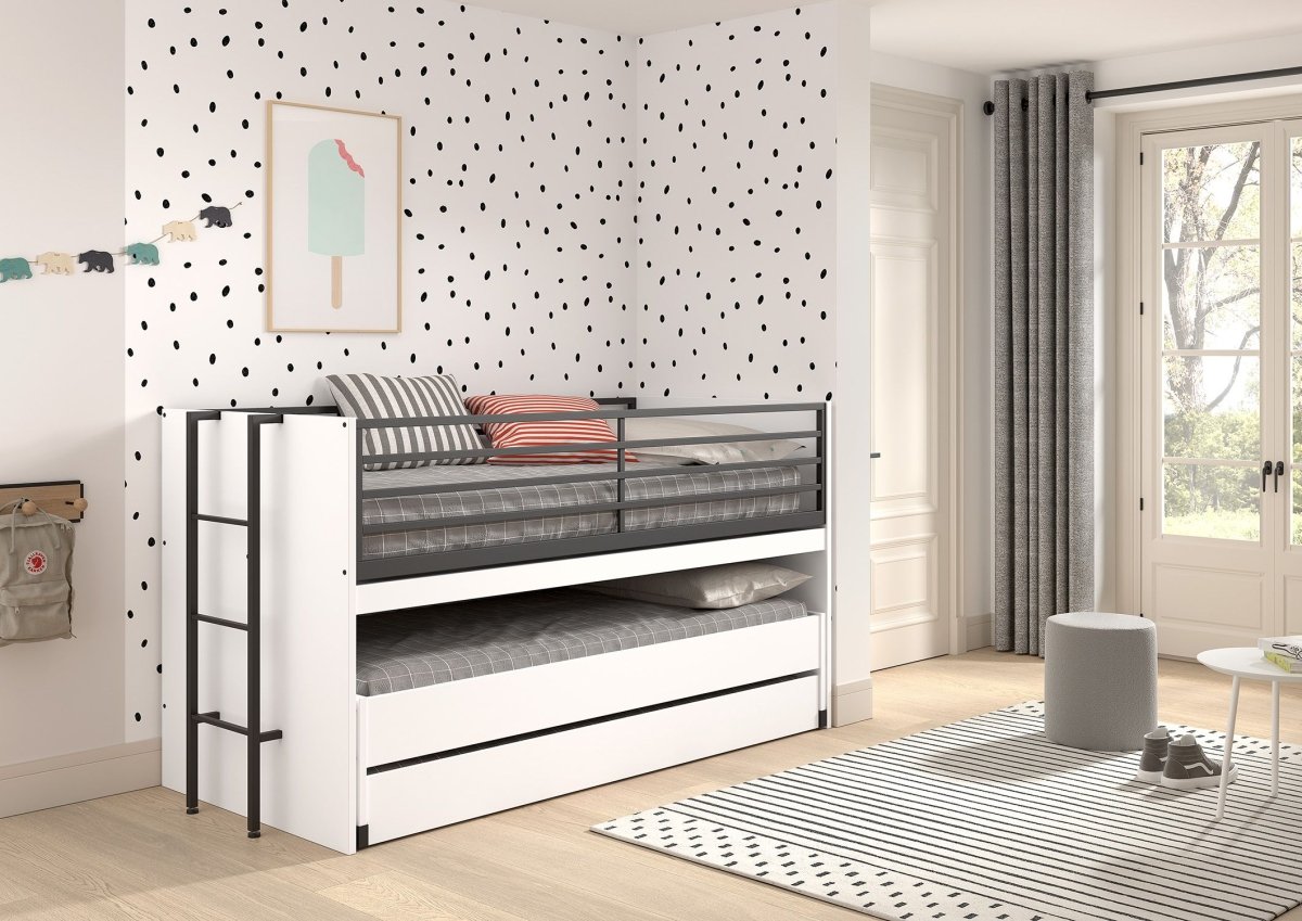 VIPACK - Lit Mi - Hauteur SAM (86) 90 X 200 cm Blanc