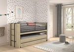VIPACK - Lit Mi - Hauteur SAM (86) 90 X 200 cm Chêne