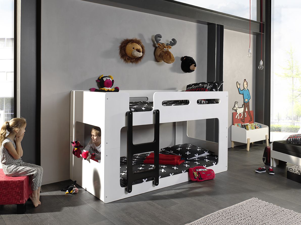 VIPACK - Lit Superposé LUCA 90 X 200 cm Blanc