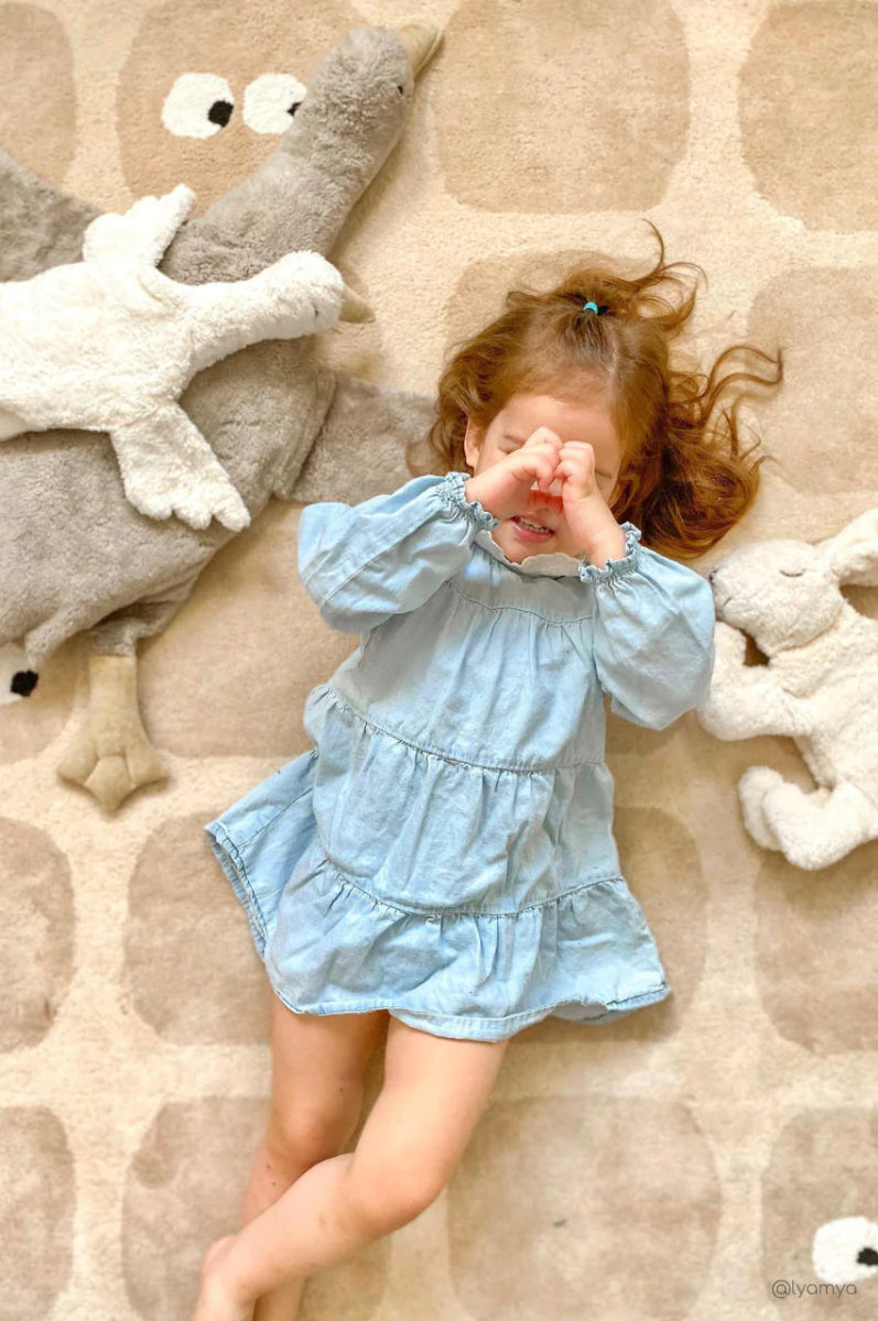 BLEUU - STUDIO - Tapis Enfant Bidules Beige 100 x 130 Cm