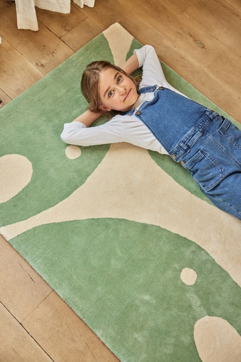 BLEUU - STUDIO - Tapis Enfant Elephant Vert 100 x 130 Cm