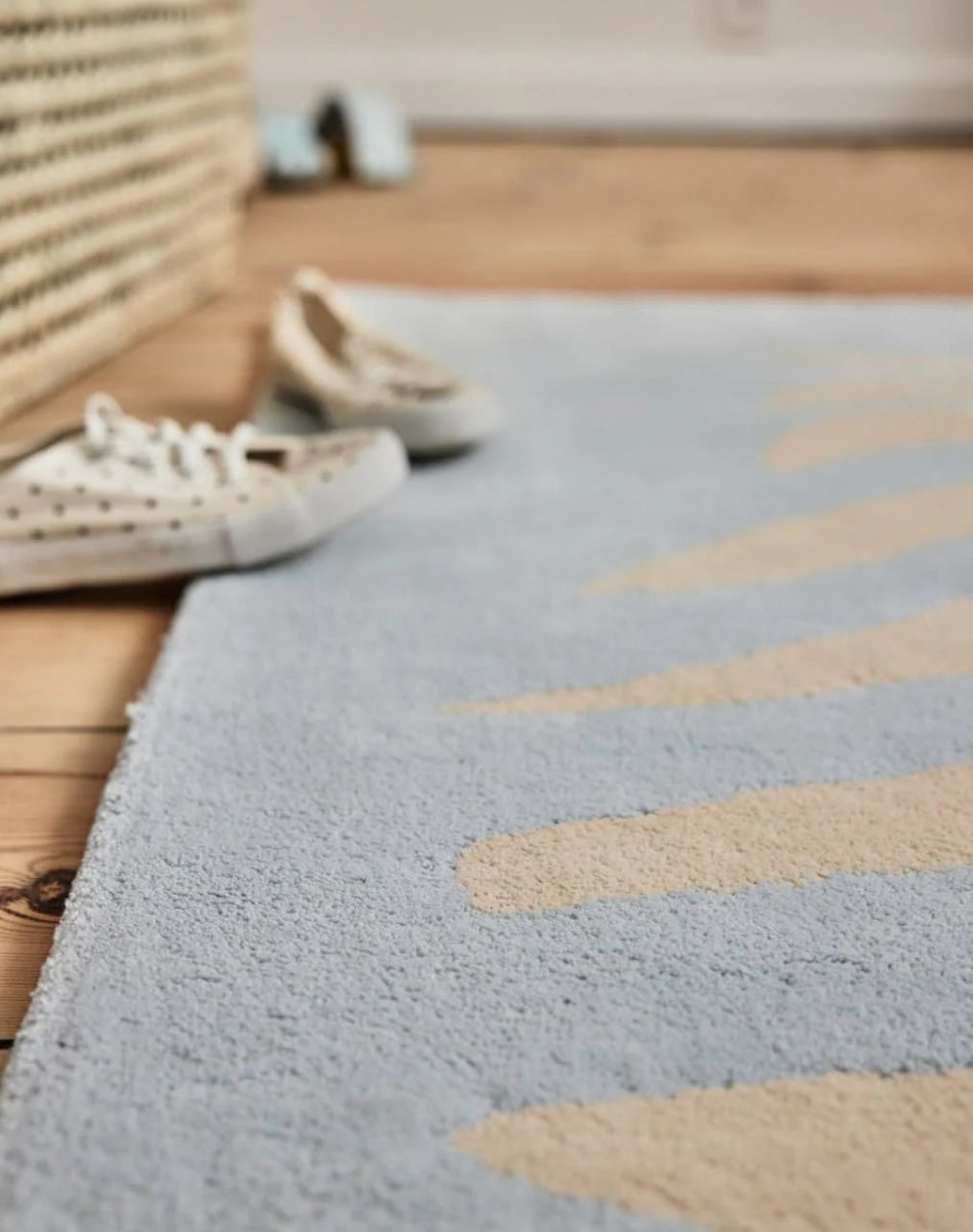BLEUU - STUDIO - Tapis Enfant Zebre Bleu 100 x 130 Cm